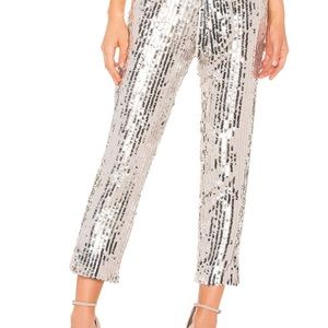 MAJORELLE silver sequin pants